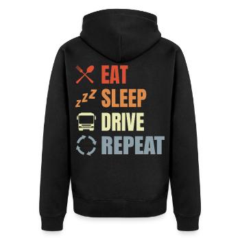 Eat Sleep Drive Repeat - Unisex Premium Bio Zip Hoodie - Schwarz - Hinten - Nico (187cm)