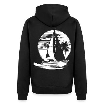 Segeln Zeichnung - Unisex Premium Bio Zip Hoodie - Schwarz - Hinten - Nico (187cm)