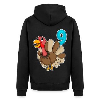 9th Birthday Motif Turkey - 9 Years - Unisex Premium Organic Zip Hoodie - black - Back - Nico (187cm)