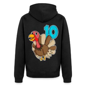 10th Birthday Motif Turkey - Ten - 10 Years - Unisex Premium Organic Zip Hoodie - black - Back - Nico (187cm)