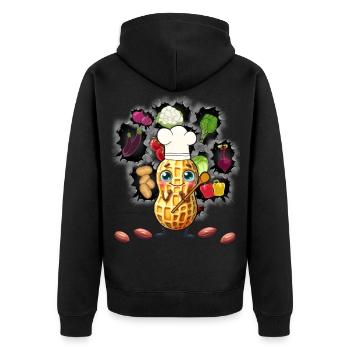 Erdnuss Koch Köche Köchin Gemüse Vegetarisch - Unisex Premium Bio Zip Hoodie - Schwarz - Hinten - Nico (187cm)