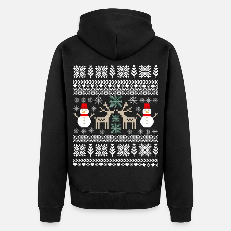 Rétro Noël Pixel - Veste à capuche bio Premium Unisexe - noir