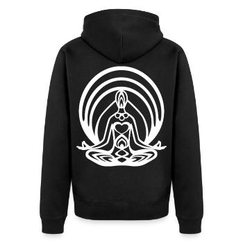 Méditation Chakra du Lotus - Veste à capuche bio Premium Unisexe - noir - Dos - Nico (187cm)