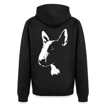 Bullterrier Markantes Design für Hundefreunde - Unisex Premium Bio Zip Hoodie - Schwarz - Hinten - Nico (187cm)