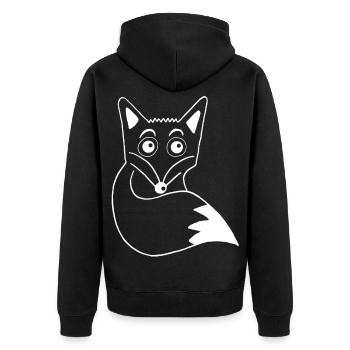 Süßer weißer Fuchs - Unisex Premium Bio Zip Hoodie - Schwarz - Hinten - Nico (187cm)