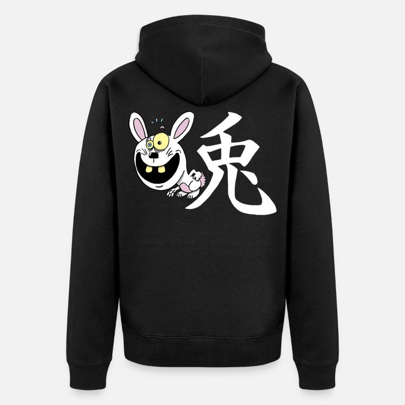 Crazy Rabbit Manga - Unisex Premium Bio Zip Hoodie - Schwarz