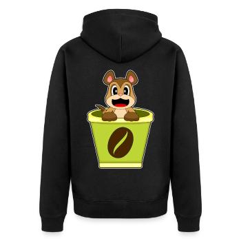 Erdmännchen Coffee to go Becher - Unisex Premium Bio Zip Hoodie - Schwarz - Hinten - Nico (187cm)