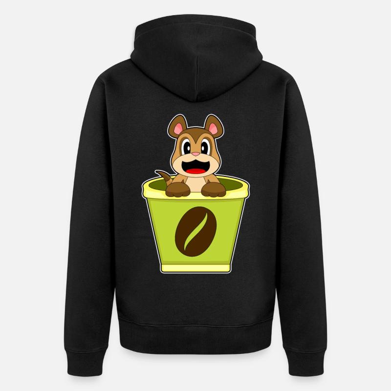 Erdmännchen Becher Kaffee - Unisex Premium Bio Zip Hoodie - Schwarz