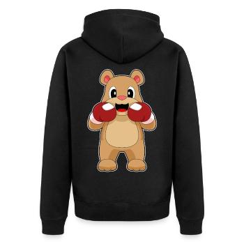 Bear Boxer Boxing Gloves Boxing - Unisex Premium Organic Zip Hoodie - black - Back - Nico (187cm)