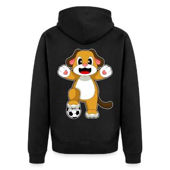 Dog Soccer Player Soccer - Unisex Premium Organic Zip Hoodie - black - Back - Nico (187cm)