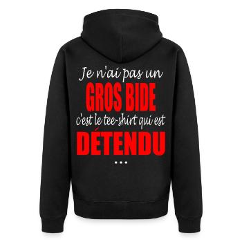 Je n'ai pas un gros bide - Veste à capuche bio Premium Unisexe - noir - Dos - Nico (187cm)