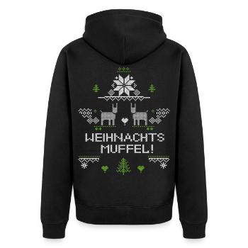 Weihnachtsmuffel, Ugly Christmas - Unisex Premium Bio Zip Hoodie - Schwarz - Hinten - Nico (187cm)