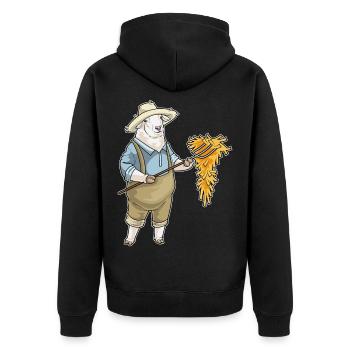 Schaf Landwirt Stroh Bauernhof - Unisex Premium Bio Zip Hoodie - Schwarz - Hinten - Nico (187cm)