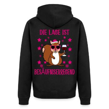 Funny Squirrel - Unisex Premium Organic Zip Hoodie - black - Back - Nico (187cm)