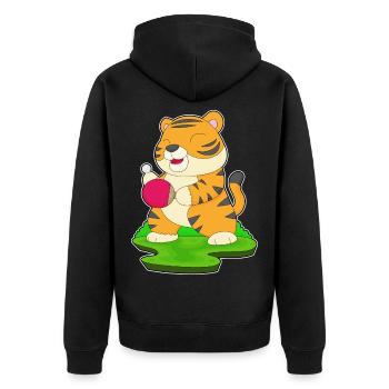 Tiger Tischtennis Tischtennisschläger - Unisex Premium Bio Zip Hoodie - Schwarz - Hinten - Nico (187cm)