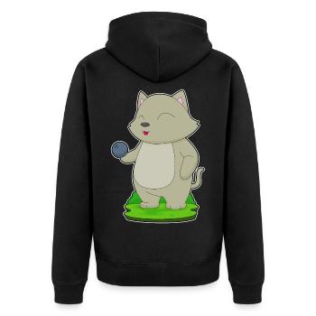 Cat Bowling Bowling Ball - Unisex Premium Organic Zip Hoodie - black - Back - Nico (187cm)