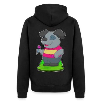 Hund Dart Dartpfeil - Unisex Premium Bio Zip Hoodie - Schwarz - Hinten - Nico (187cm)