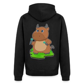 Stier Dart Dartpfeil - Unisex Premium Bio Zip Hoodie - Schwarz - Hinten - Nico (187cm)