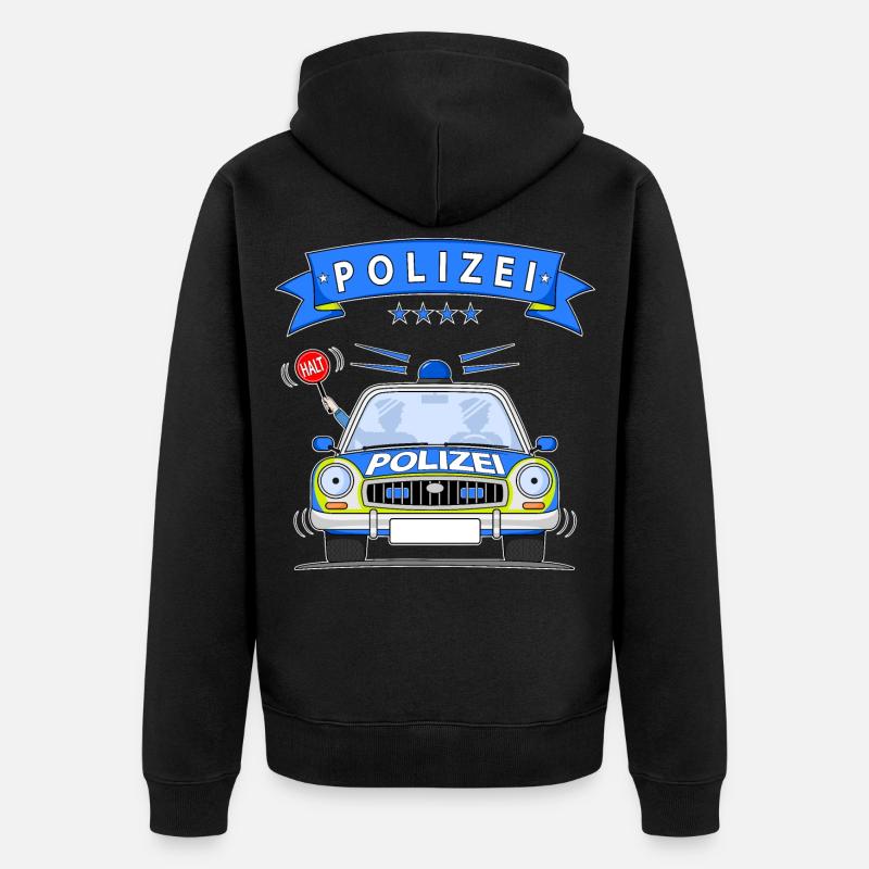 Polizeiauto mit Sirene - Unisex Premium Bio Zip Hoodie - Schwarz