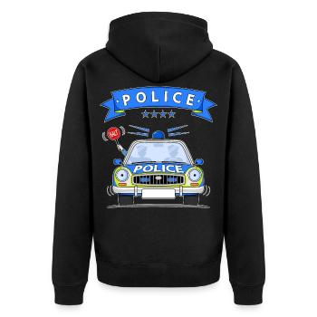 Police Police Car with Siren - Unisex Premium Organic Zip Hoodie - black - Back - Nico (187cm)