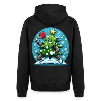 Tischtennis Weihnachtsbaum Kostüm Tannenbaum - Unisex Premium Bio Zip Hoodie - Schwarz - Hinten - Nico (187cm)