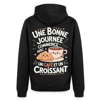 Café Humour Cadeau Pour les Amateurs de Café - Veste à capuche bio Premium Unisexe - noir - Dos - Nico (187cm)