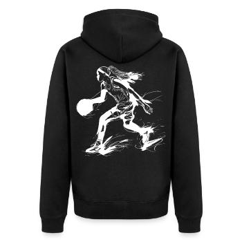 Basketballerin - Unisex Premium Bio Zip Hoodie - Schwarz - Hinten - Nico (187cm)