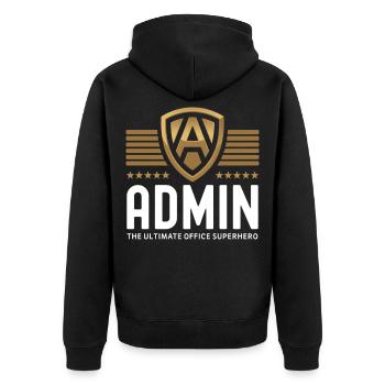 « Admin - Le super-héros de bureau ultime » Héros de bureau - Veste à capuche bio Premium Unisexe - noir - Dos - Nico (187cm)
