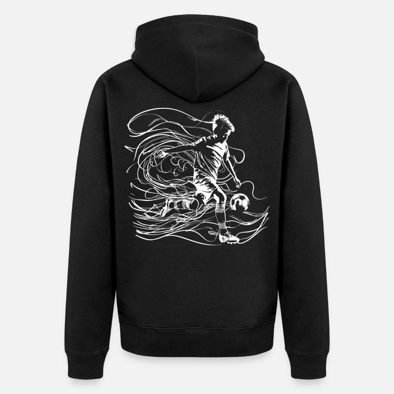 Dessin de garçon de football - Veste à capuche bio Premium Unisexe - noir