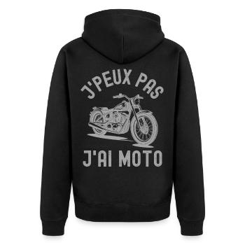 Je peux pas j ai moto - Veste à capuche bio Premium Unisexe - noir - Dos - Nico (187cm)