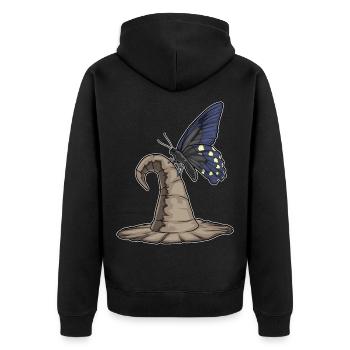 Chapeau de Sorcière Papillon - Veste à capuche bio Premium Unisexe - noir - Dos - Nico (187cm)
