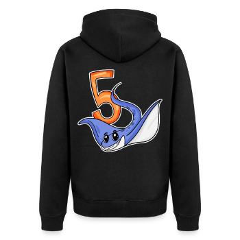 5e anniversaire Motif Stingray - 5 ans - Veste à capuche bio Premium Unisexe - noir - Dos - Nico (187cm)