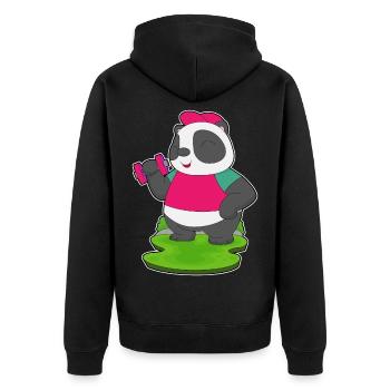 Panda Bodybuilder Dumbbell Bodybuilding - Unisex Premium Organic Zip Hoodie - black - Back - Nico (187cm)