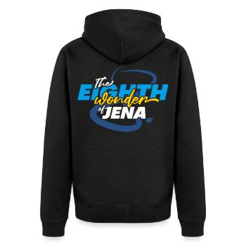 The 8th Miracle of Jena - Unisex Premium Organic Zip Hoodie - black - Back - Nico (187cm)