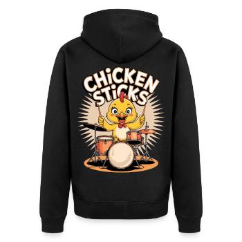 Drôle de poulet sur des tambours avec des pilons - Veste à capuche bio Premium Unisexe - noir - Dos - Nico (187cm)