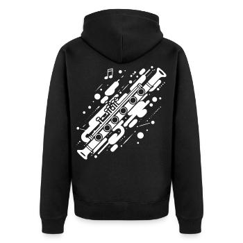 Flöte Streetart - Unisex Premium Bio Zip Hoodie - Schwarz - Hinten - Nico (187cm)