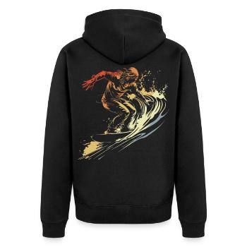 Surfing Vintage - Unisex Premium Organic Zip Hoodie - black - Back - Nico (187cm)