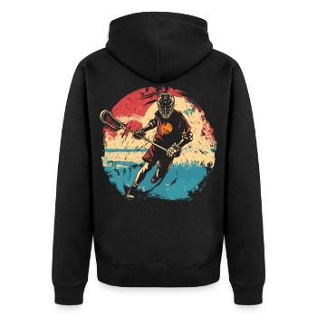 Joueur de crosse des années 80 - Veste à capuche bio Premium Unisexe - noir - Dos - Nico (187cm)