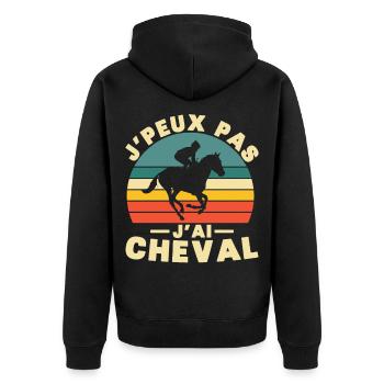 Je peux pas j ai Cheval Humour cadeau - Veste à capuche bio Premium Unisexe - noir - Dos - Nico (187cm)