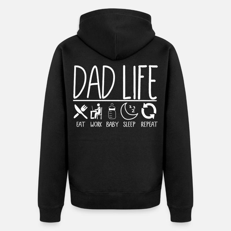 Papa Vie Mange Travail Bébé Répète - Veste à capuche bio Premium Unisexe - noir