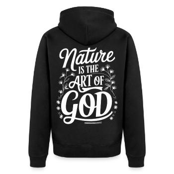 Die Natur ist die Kunst Gottes Inspirierender Glaube Kunst - Unisex Premium Bio Zip Hoodie - Schwarz - Hinten - Nico (187cm)