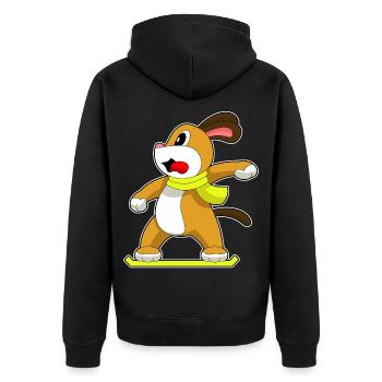 Hund Snowboarder Snowboard - Unisex Premium Bio Zip Hoodie - Schwarz - Hinten - Nico (187cm)