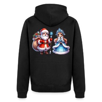 Ded Moroz Snegurotschka russischer Weihnachtsmann - Unisex Premium Bio Zip Hoodie - Schwarz - Hinten - Nico (187cm)