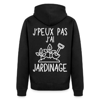 Je peux pas j ai jardinage jardinière jardinier 2 - Veste à capuche bio Premium Unisexe - noir - Dos - Nico (187cm)