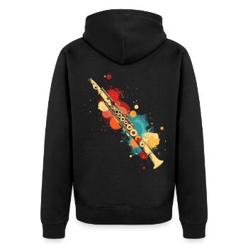 Flûte éclaboussée de couleur - Veste à capuche bio Premium Unisexe - noir - Dos - Nico (187cm)