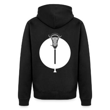 Dessin de batte de crosse - Veste à capuche bio Premium Unisexe - noir - Dos - Nico (187cm)