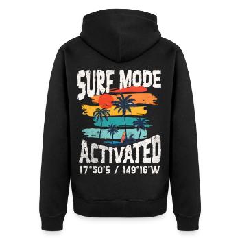 Surf mode activated Copy - Unisex Premium Organic Zip Hoodie - black - Back - Nico (187cm)