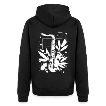 Saxophone Cartoon Look - Veste à capuche bio Premium Unisexe - noir - Dos - Nico (187cm)