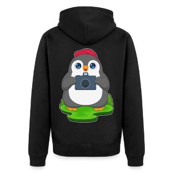 Penguin Photographe Appareil photo - Veste à capuche bio Premium Unisexe - noir - Dos - Nico (187cm)
