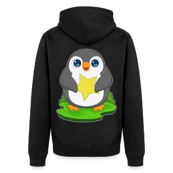 Pinguin Stern - Unisex Premium Bio Zip Hoodie - Schwarz - Hinten - Nico (187cm)